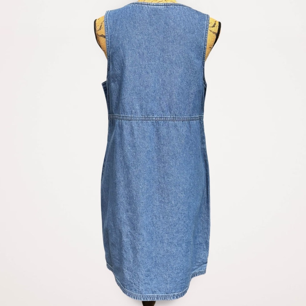 Vintage Classic Elements Blue Denim Sleeveless Dress Medium 10/12 100% Cotton - Picture 2 of 11